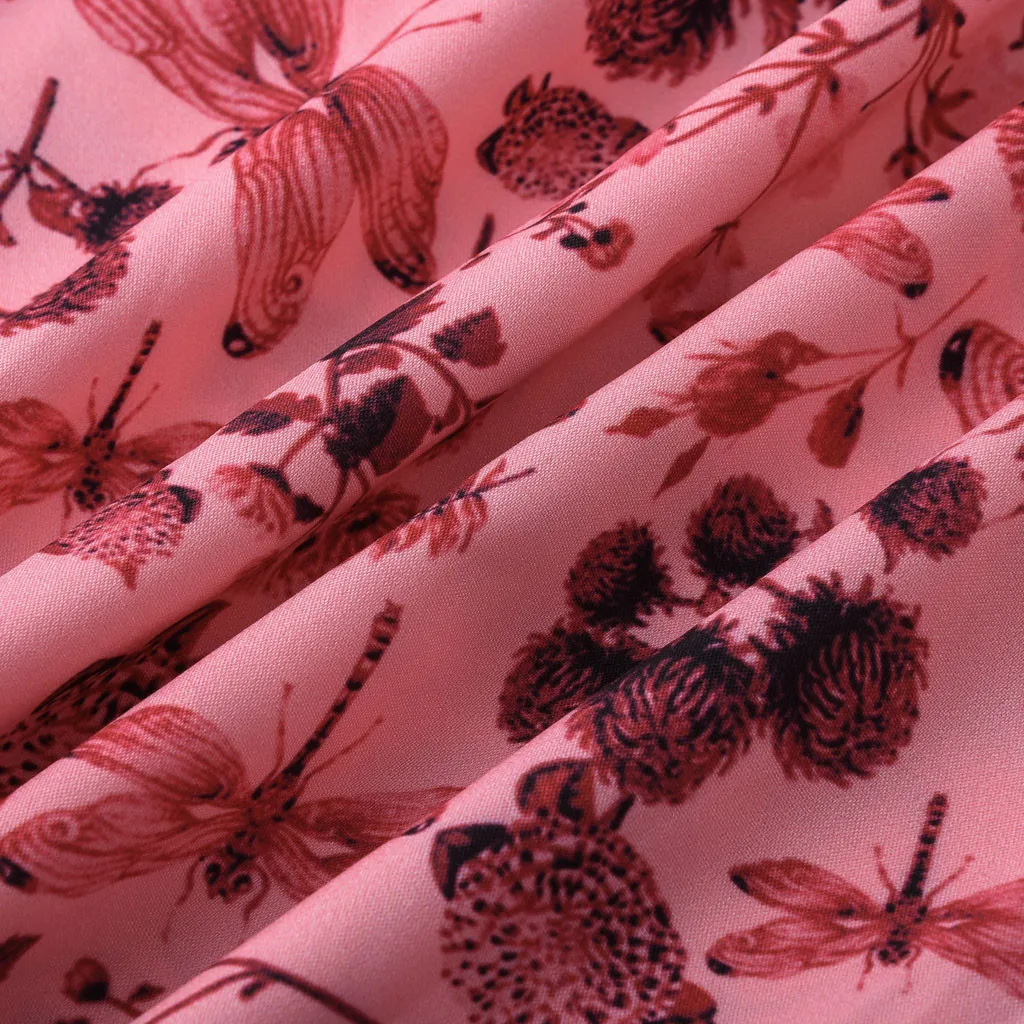 

Women's Floral Print Dress Female Ladies Half Sleeve Elegent A-line Vintage Printing Fashion Party Vestidos Dress