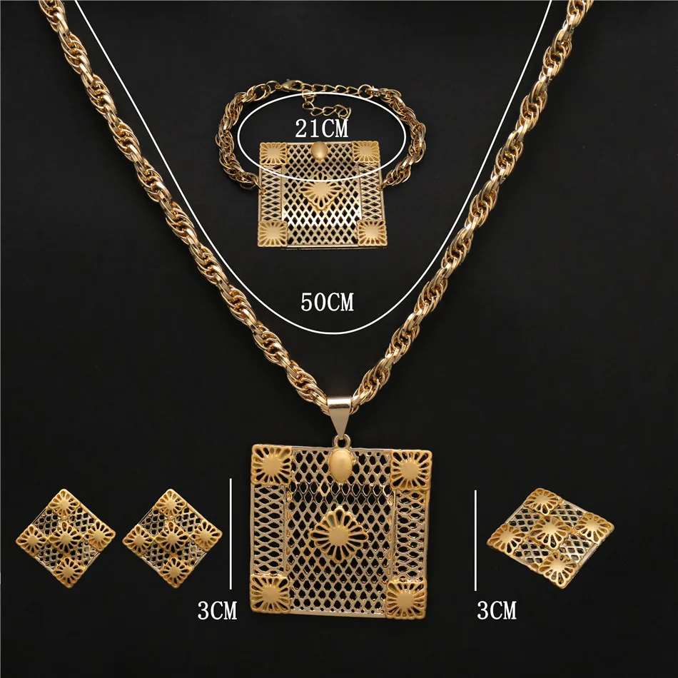

Fani Saudi Gold Woman Wedding Jewelry Set wholesale Bijoux Nigerian woman Accessories Jewelry Set statement Bridal Jewelry Set