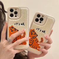 iphone plush case silicone soft embroidery tiger for iphone 12 12 promax 13 13 pro 11 11 promax xs xr xsmax x 7 8plus cover case