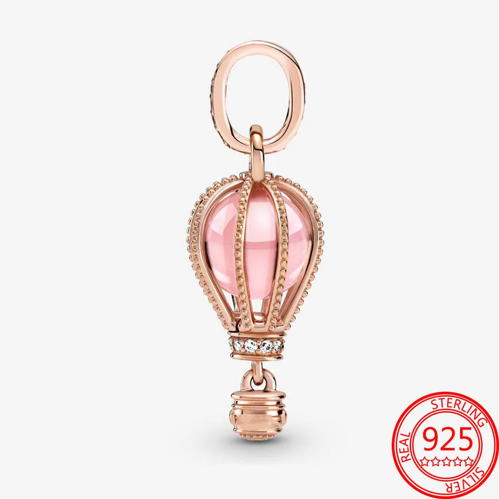 Подвеска шарик из серебра 925 пробы с блестящим розовым светом Шарм подходит для