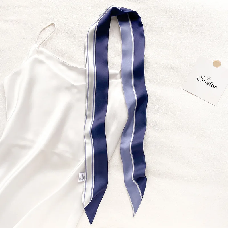 

Fashion Printed Skinny Scarf for Women 2021 Spring Long Silk Hair Band Scarves Neck Tie Female Foulard Accessories Bag Ribbon