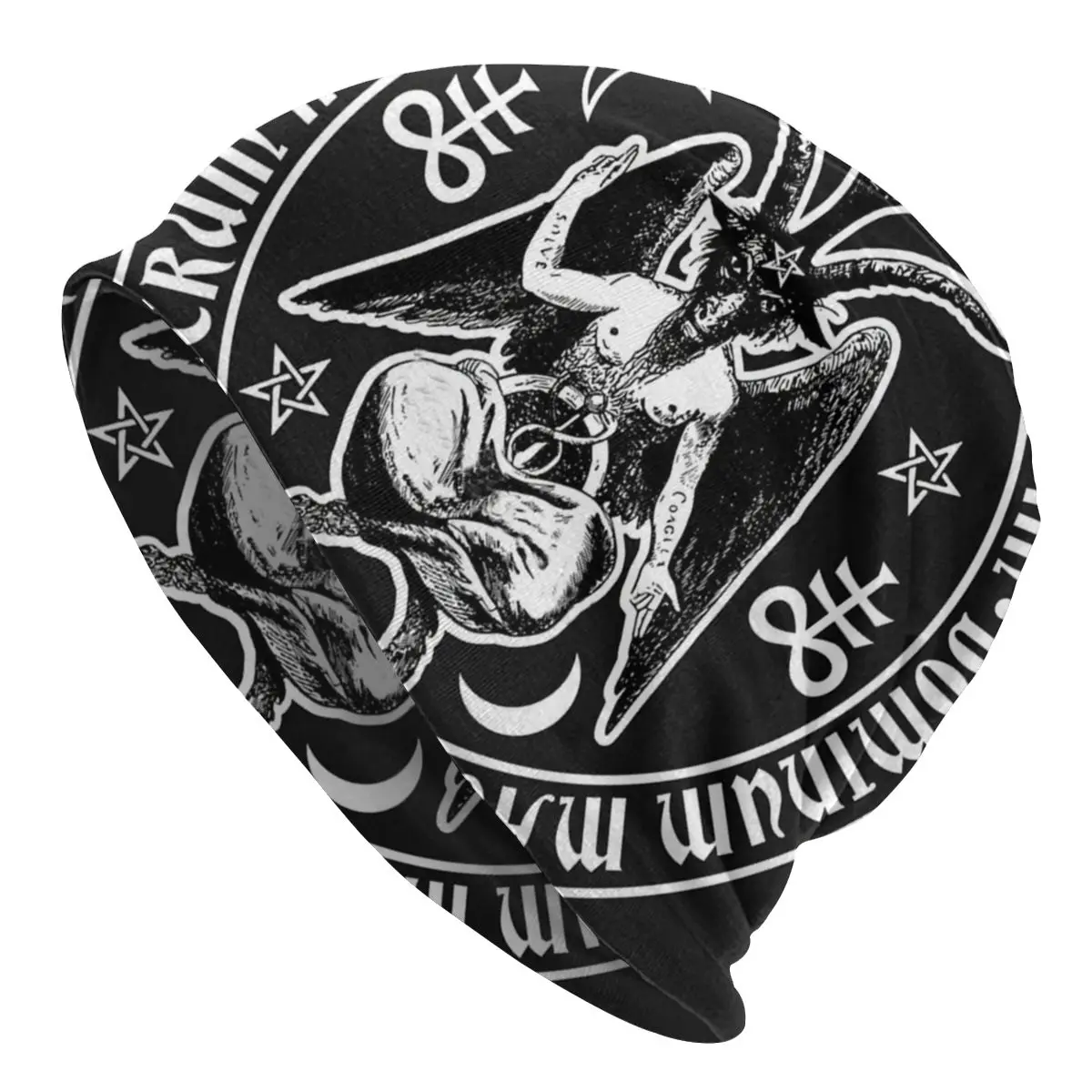 

Baphomet Satanic Crosses With Hail Satan Beanies Pullover Cap Comfortable , Adult Men's Woman Knit Hat