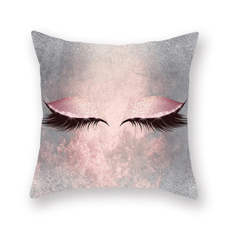 

Pillowcase Pink Marble Cushion Cover Eyelash Decoration Polyester Bedroom Throw Pillow Sofa Cushion Covers Home Decoration