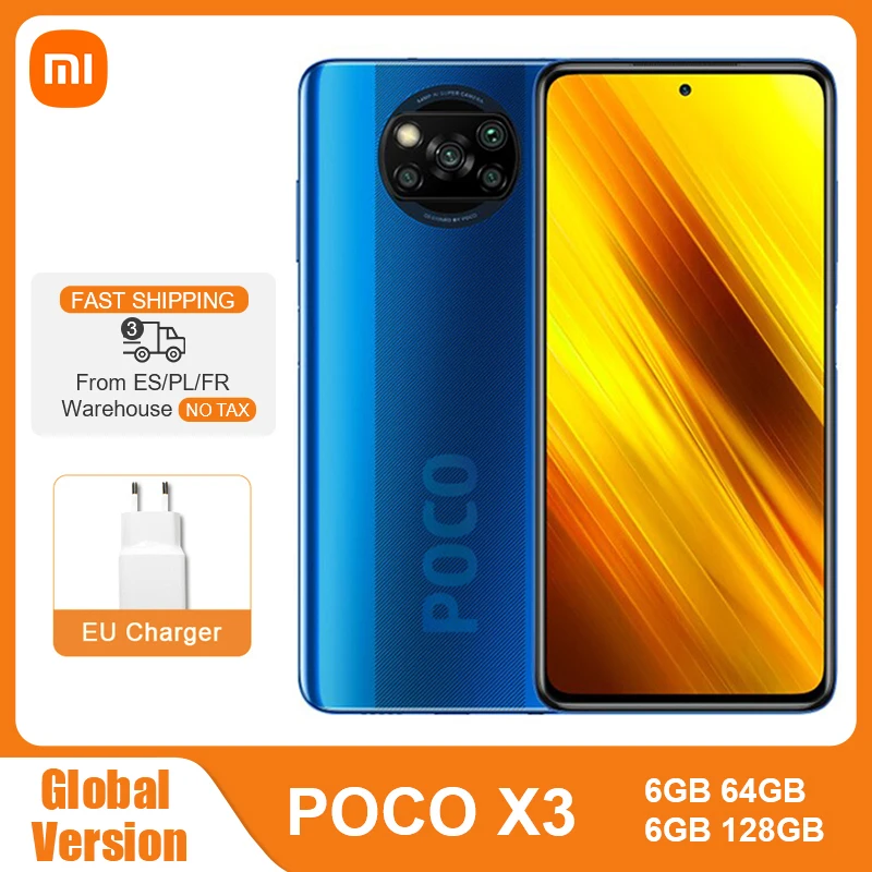 Глобальная версия Xiaomi POCO X3 NFC 6 Гб 64 Гб/128 Смартфон Snapdragon 732G мегапиксельная