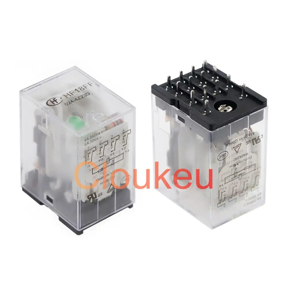 

Реле JQX-18FF- HF18FF-005 012 024-4Z23D 5V 12V 24V 5A 14pin