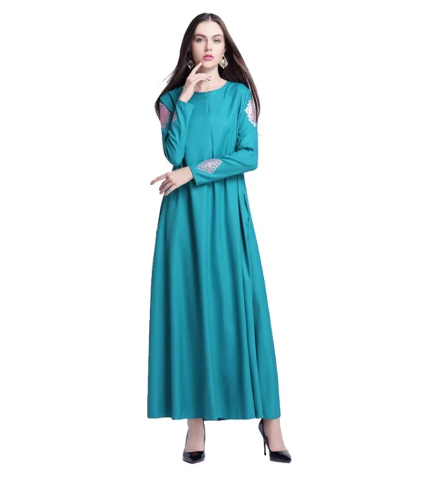 Однотонное мусульманское платье с принтом для женщин абайя женское фотографии