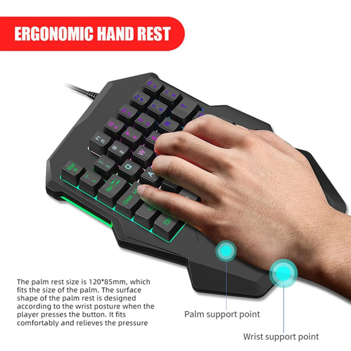 Черная Проводная игровая мини клавиатура USB 2 0 с 35 клавишами и подсветкой RGB