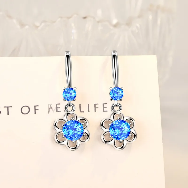 

Cute Romantic Flower Drop Earrings Crystal AAA Zircon Six Leaves Helianthus Dangle Earring Piercing Accessories Gift For Women