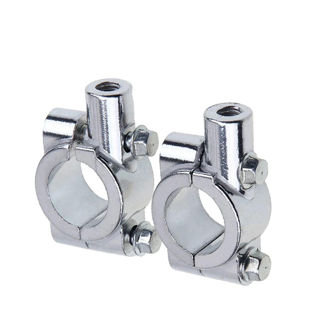 

2x Motorbike Universal Rearview Mirror Mount Adapter Braket Clamp Silver