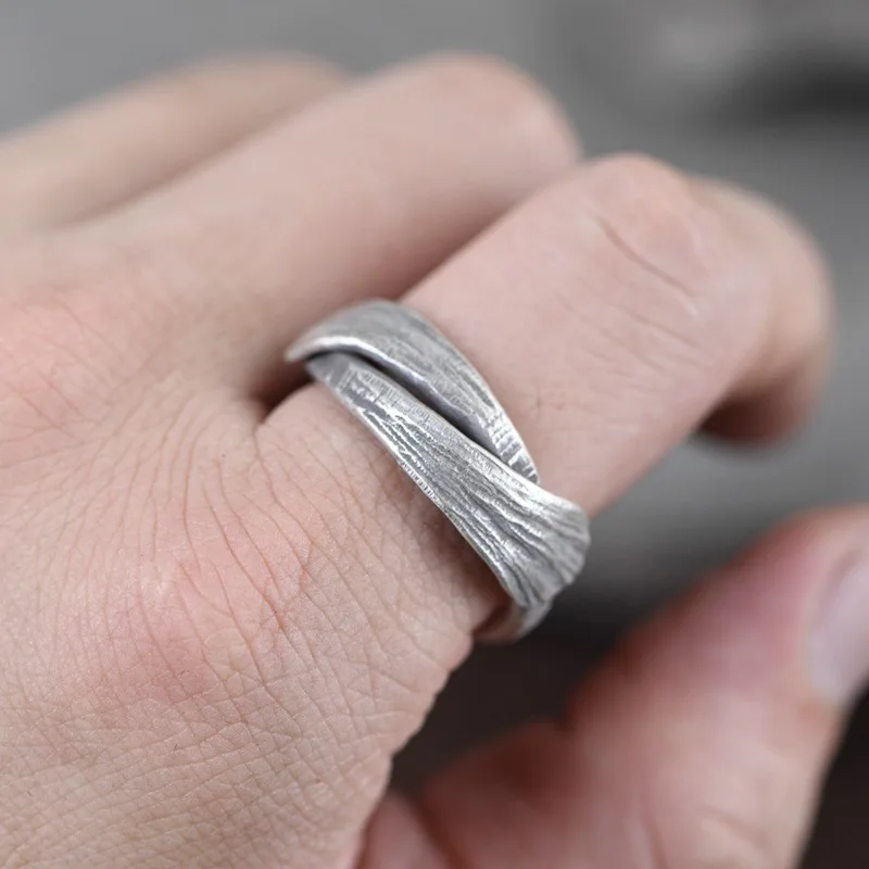 

FNJ 925 Silver Simple Ring for Men Jewelry 100% Original Pure S925 Sterling Silver Rings Matte Rope