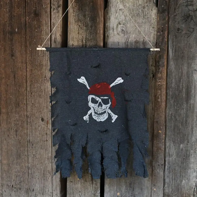 Хэллоуин пиратский флаг скрещенные кости шаблон вешалка красная бандана череп