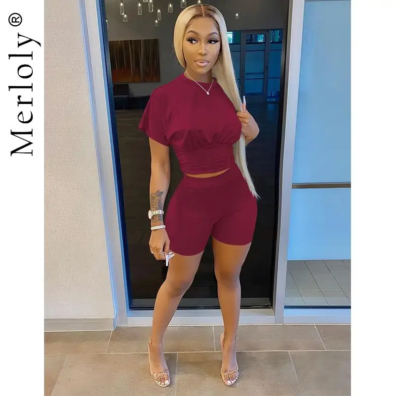 

Two Piece Set Tracksuit Women 2021 Summer Corset Waist Crop Top and Biker Shorts Sweat Suits Loungewear Outfits Matching Sets