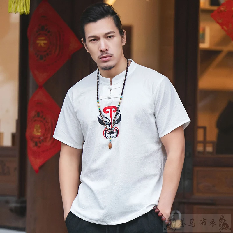 Мужские топы в китайском стиле пекинской оперы традиционная одежда ханьфу с