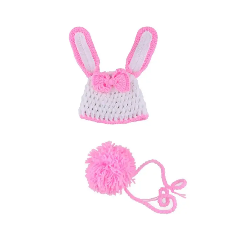 Newborn Photography Props Infant Outfits Baby Rabbit Crochet Knit Hat Clothes carrot white photography cap | Детская одежда и