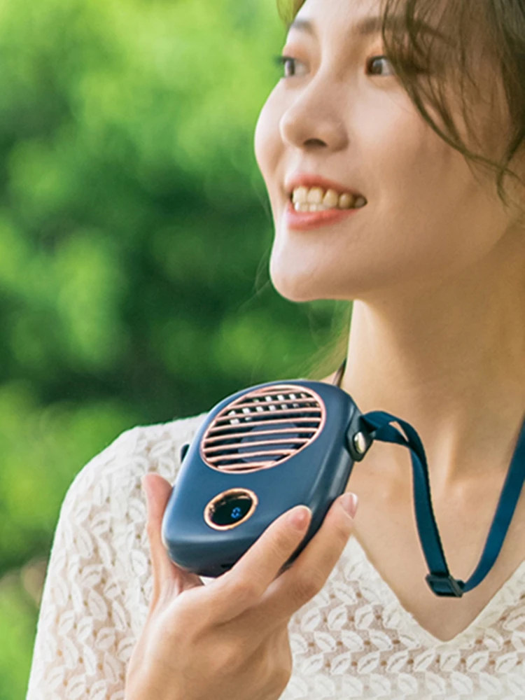 

Mini Fan Neck Fans Cooling USB Rechargeable Air Cooler Handheld Mute Display Neckband Hand Pocket Ventilador Outdoor Tools