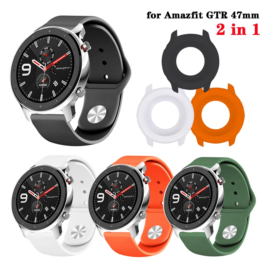 2 в 1 для Amazfit GTR ремешок для часов+ Мягкий защитный чехол крышка оболочка Рамка протектор для Xiaomi Huami Amazfit GTR часы 47 мм