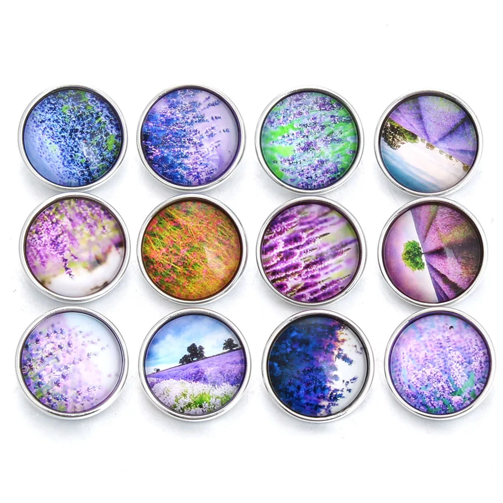 10 шт./лот новинка 18 мм ювелирное изделие смешанный цветок лаванды стеклянная