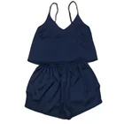 Пижама женская шелковая, Однотонная ночная рубашка без рукавов, на бретелях-спагетти, шорты, комплект из двух предметов, удобная крутая одежда для отдыха, на лето