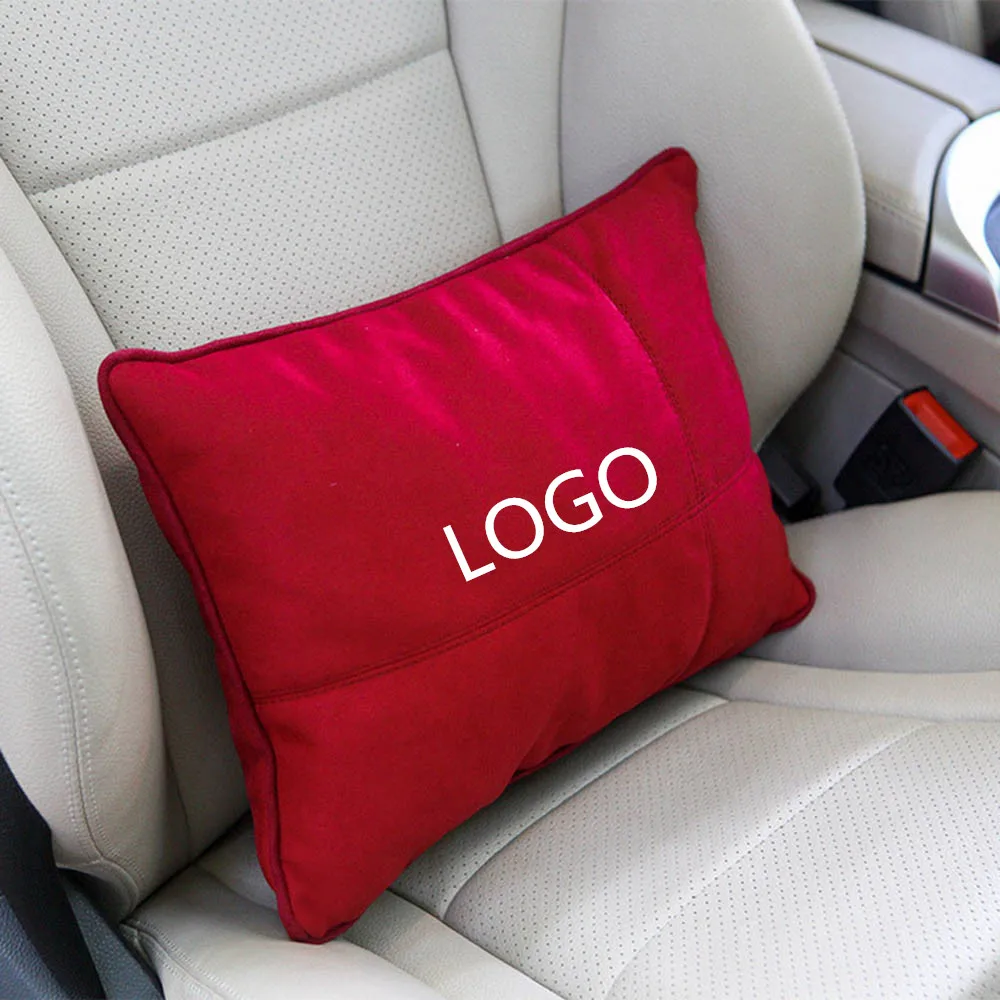 Замшевая тканевая подушка для сиденья автомобиля поясничная отдыха с логотипом