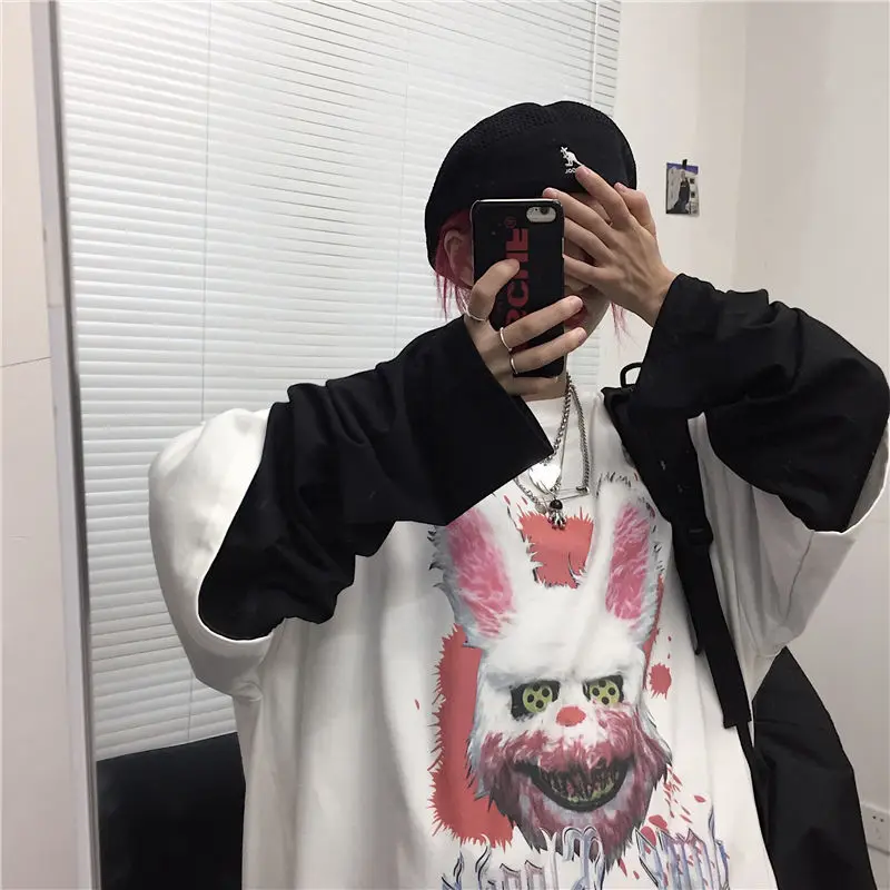 Футболка женская оверсайз с графическим принтом QWEEK Mall модный топ в японском