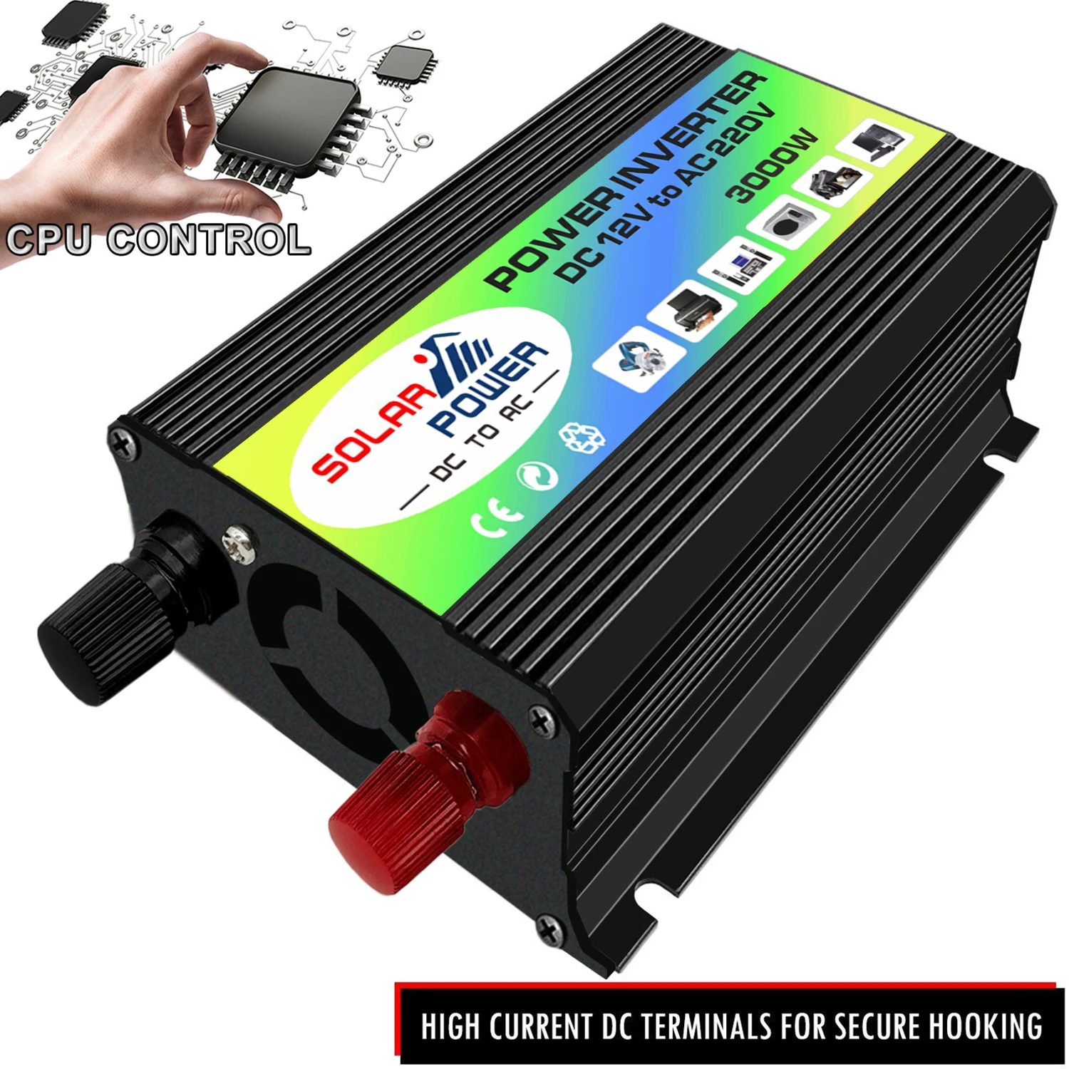 3000 Вт Солнечный инвертор DC12V к AC220V/110 в авто с 2.1A двойной USB порт батареи зажимы