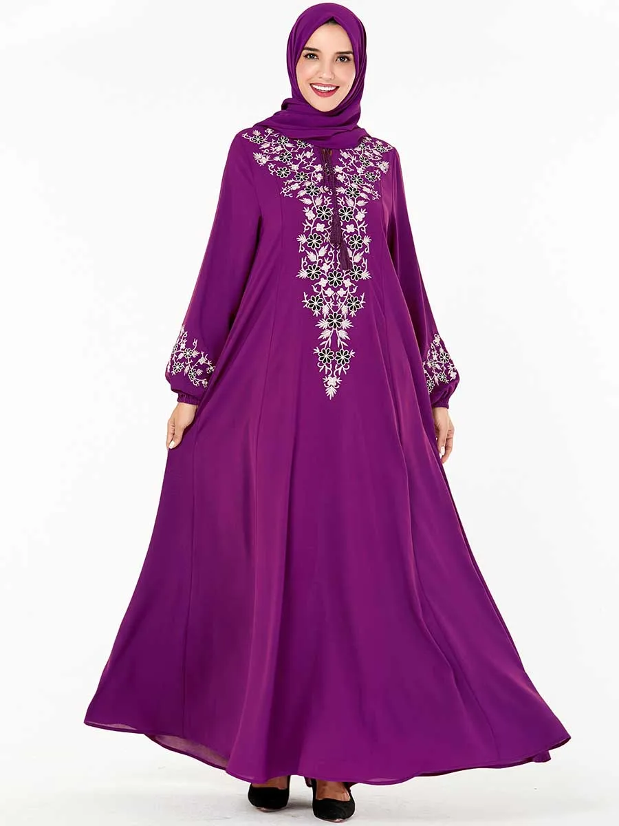 BNSQ женское мусульманское платье одежда женщин мусульманских стран Jilbab вышивка, Макси-платье плюс размер Турция Кафтан марокканский индонезийский пакистанский