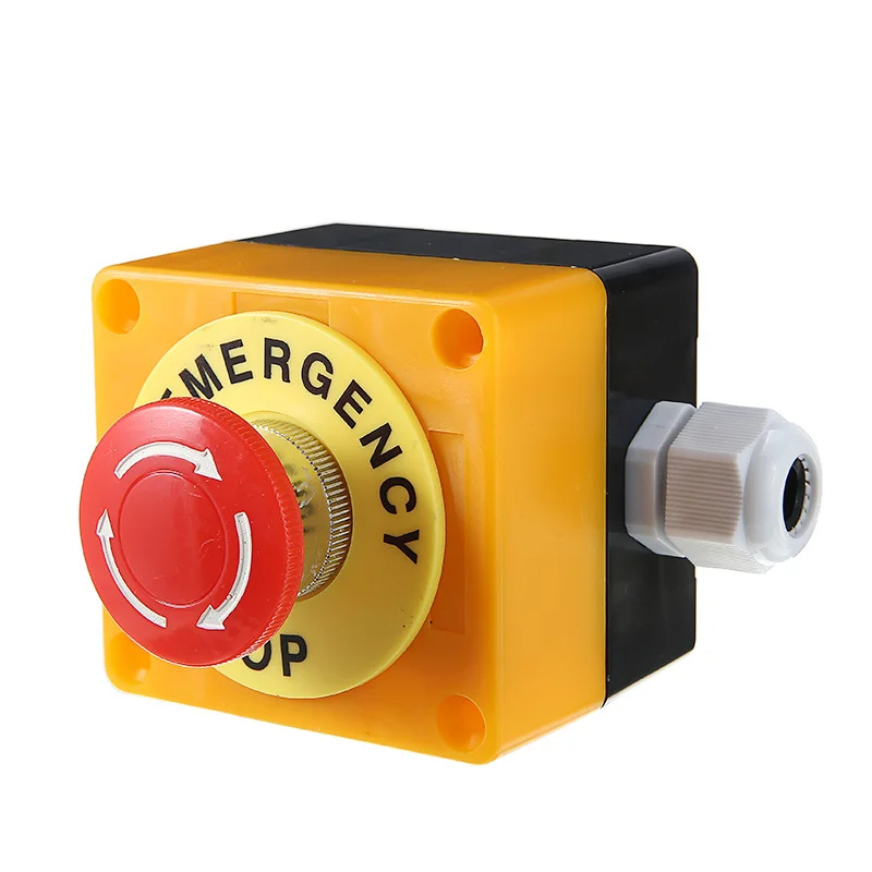 Кнопка аварийного остановки переключатель с красным знаком самоблокирующийся