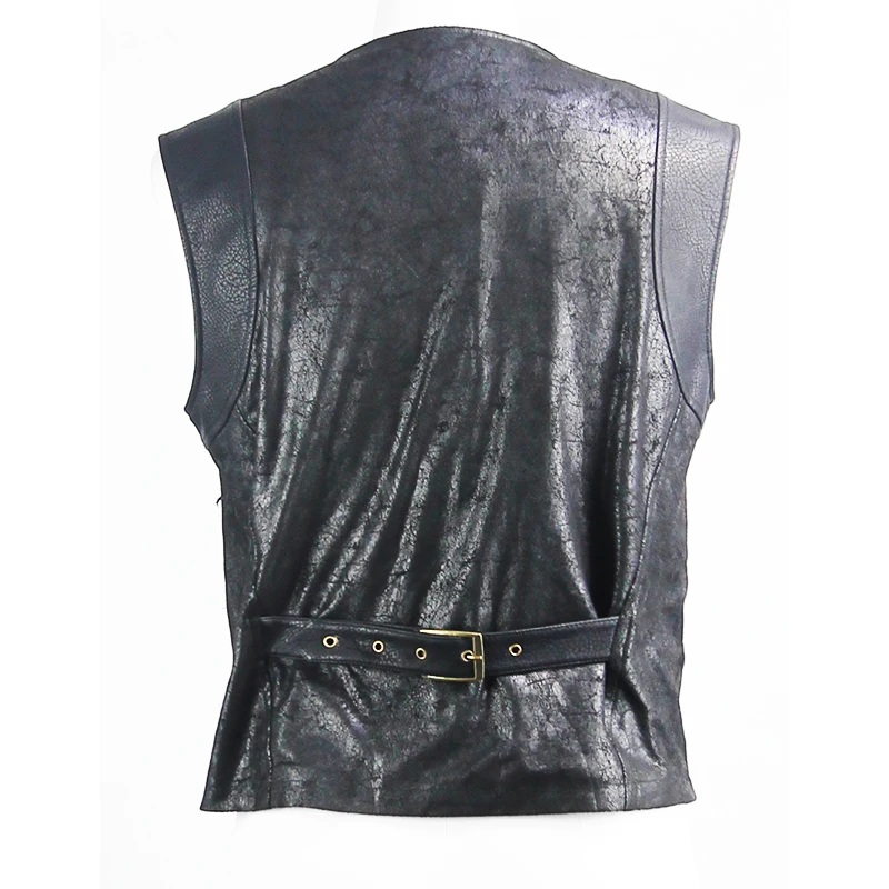 

Steampunk Men's Black Round Neck T-shirt Top Sleeveless Vest Men's Fashion Stitching Vest