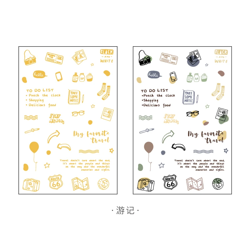

Cute breakfast Garden Journal Decorative gilding Stickers Scrapbooking Stick Label Diary Stationery Album flower travel Stickers