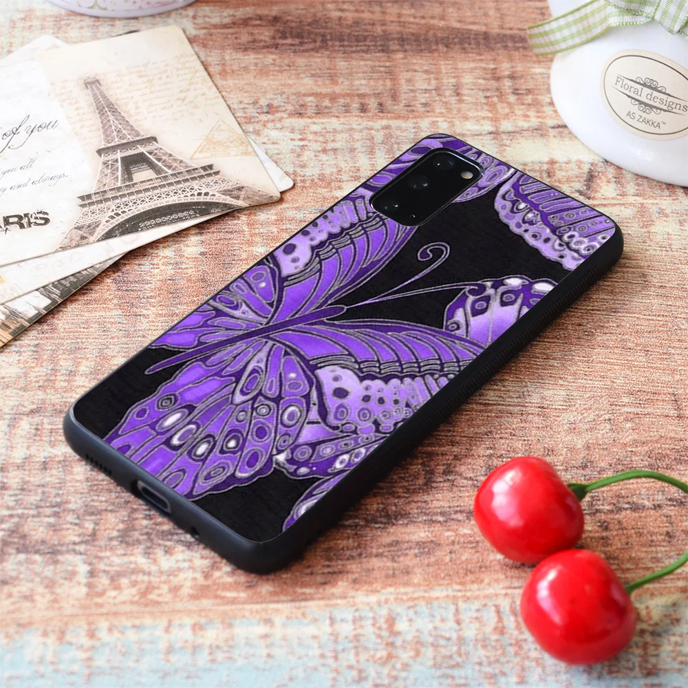 

For Samsung Galaxy Purple and Black Butterfly Pattern Soft TPU border Samsung Galaxy Case