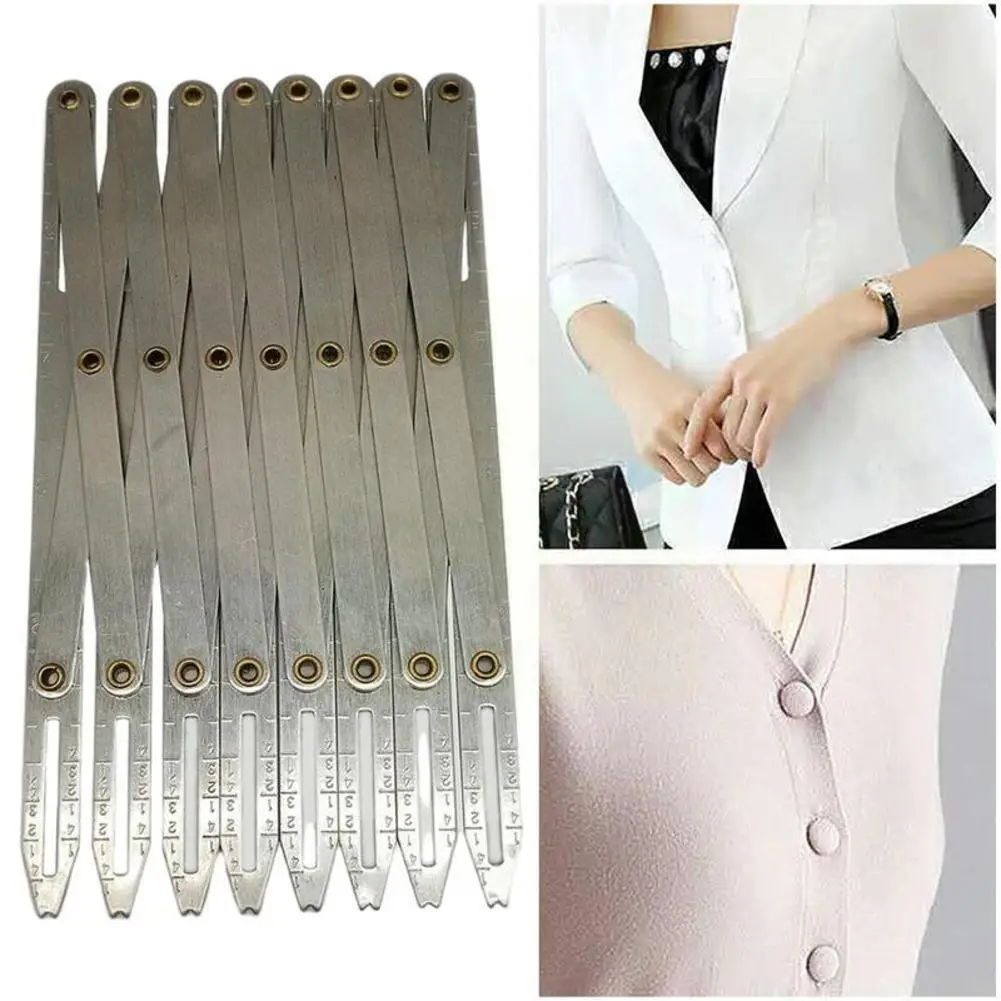 

1pcs Brewer Sewing Expanding Sewing Gauge Metal Ruler Limit Button Equally 8 Telescopic Locator Ruler Home Heads Sp P2V9