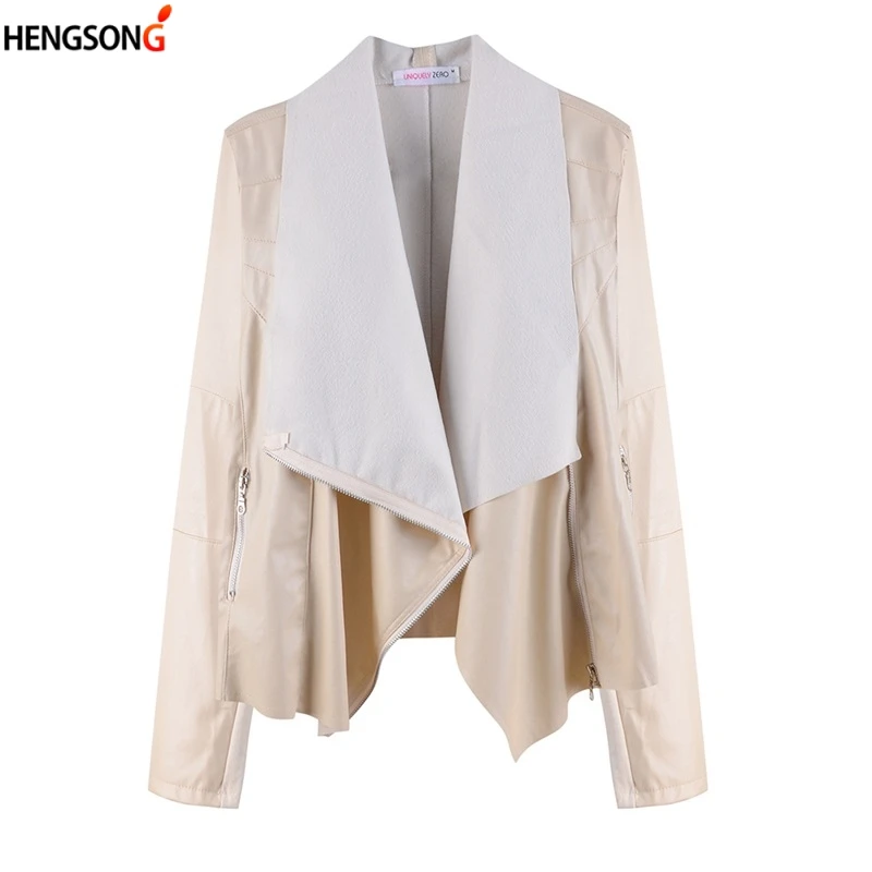 Модное женское пальто из искусственной кожи кардиган с открытым стежком куртка