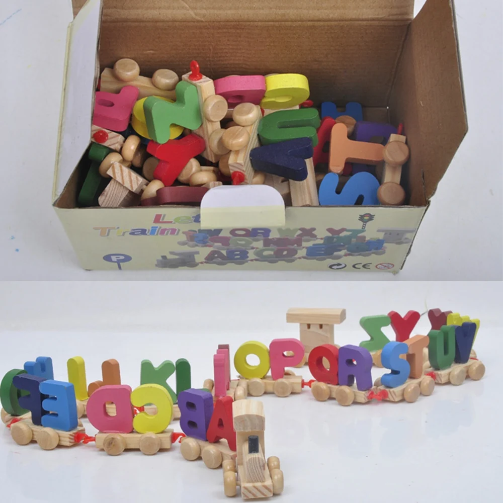 Детские Монтессори мягкий деревянный поезд модель игрушки алфавитный номер