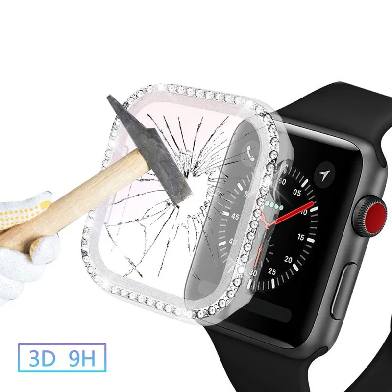 

Full Screen Protective Case For Apple Watch 4 5 6 SE With Tempered Glass 40/44mm Protective Case + Tempered Glass