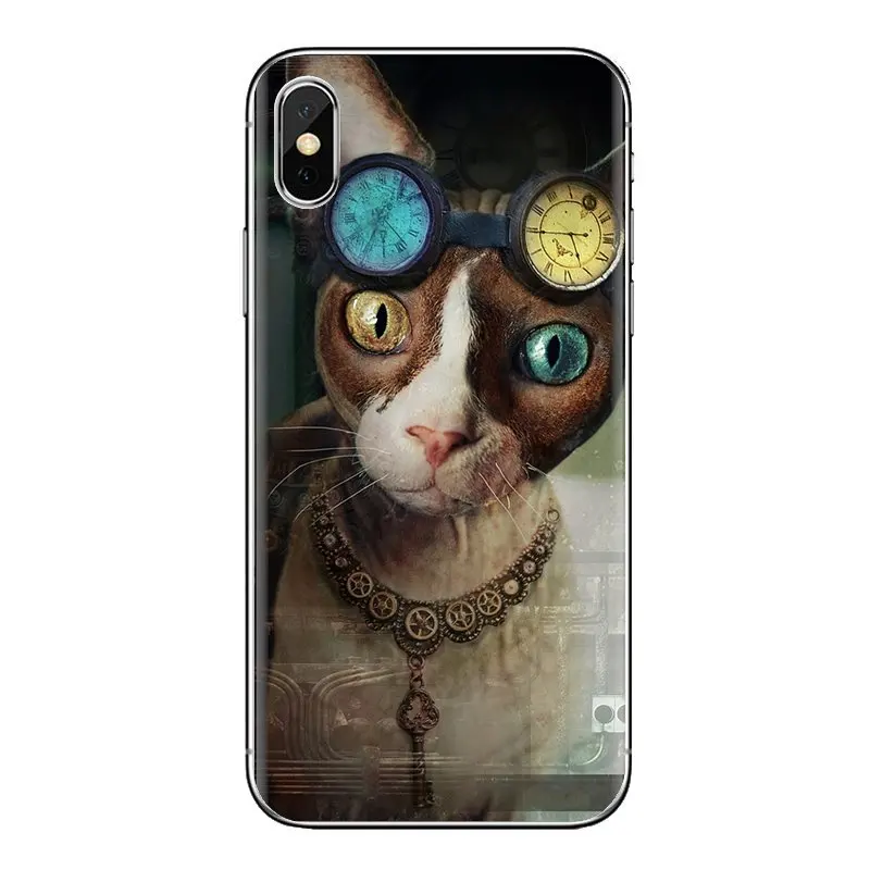 Кошка Сфинкс kitty для iPhone XS Max XR X 4 4S 5 5S 5C SE 6 6S 7 8 плюс samsung Galaxy J1 J3 J5 J7 A3 A5 прозрачный