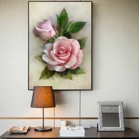 nordic vintage rose flower oil painting on canvas wall art poster and prints scandinavian picture for living room cuadros decor