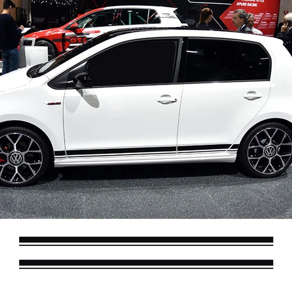 

2PCS Car Side Stripes Stickers Vinyl Film Auto Decoration Decals For Volkswagen VW Golf Polo Automobile Car Tuning Accessories