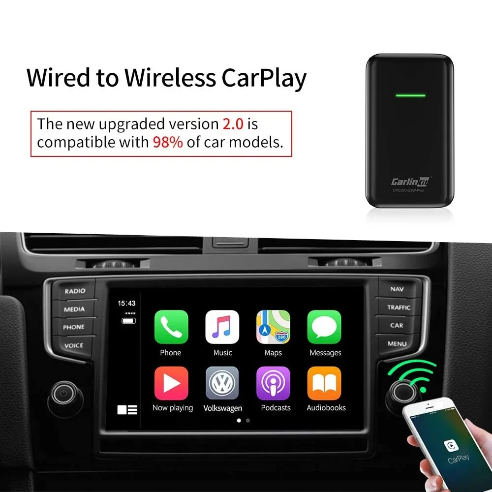 $52.63 Carlinkit Wireless Car Play Dongle CarPlay Adapter 2.0 Wired to Wireless USB Car Play Activator Dongle For Audi Porsche Volvo
