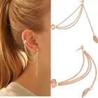 Ушная клипса Мода личность металлические лист одного кисточкой серьги манжеты для мужчин и женщин заколка для девочек на уши серьги-Каффы