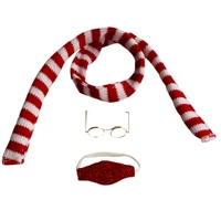 a christmas tradition toys elf doll clothes accessories red striped scarf glasses mask