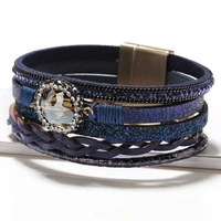 european and american multi layer exaggerated hand woven natural crystal couple bracelet womens jewelry bracelet jewelry