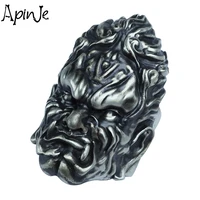 apinje real 925 sterling silver buddha rings for men chinese ethnic mythical retro antique motorcycle biker ring jewelry