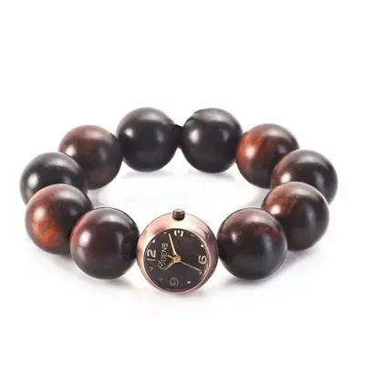 New Sandalwood Bracelet Men 's and Women 's 12 Beads Bracelet Female Couple Waterproof Student Buddhist Beads Copper Watch