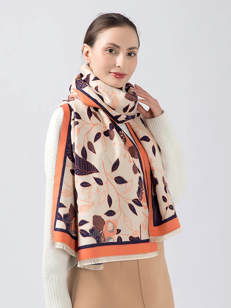 

Роскошный брендовый зимний двухсторонний мягкий теплый кашемировый шарф-шаль