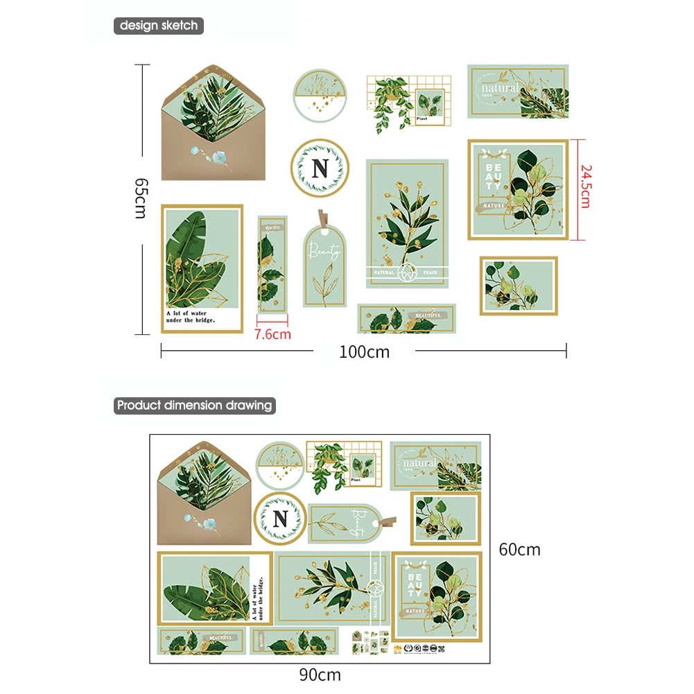 

Green Leaves Wall Stickers Baby Nursery Wall Decals PVC Waterproof Adhesive Wall Decor for Living Room Bedroom Home Decor