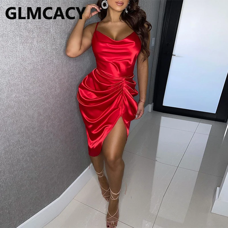 

Женское сексуальное Клубное однотонное плиссированное платье Bosycon на бретельках без рукавов