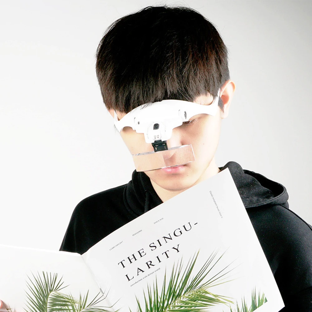 

Head Magnifier Glasses 2 LED Lights 5 Interchangeable Lens Headband Magnifying Glasses For Sewing DIY Craft Cross Stitching