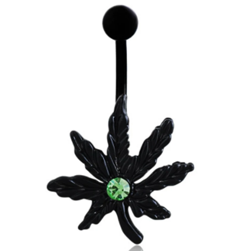 Maple Leaf Belly Navel Ring Button Body Piercing Jewelry Bar Stainless Steel Rings Earrings In |