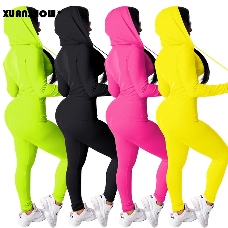 XUANSHOW женские комплекты одежды повседневный спортивный костюм женский комплект