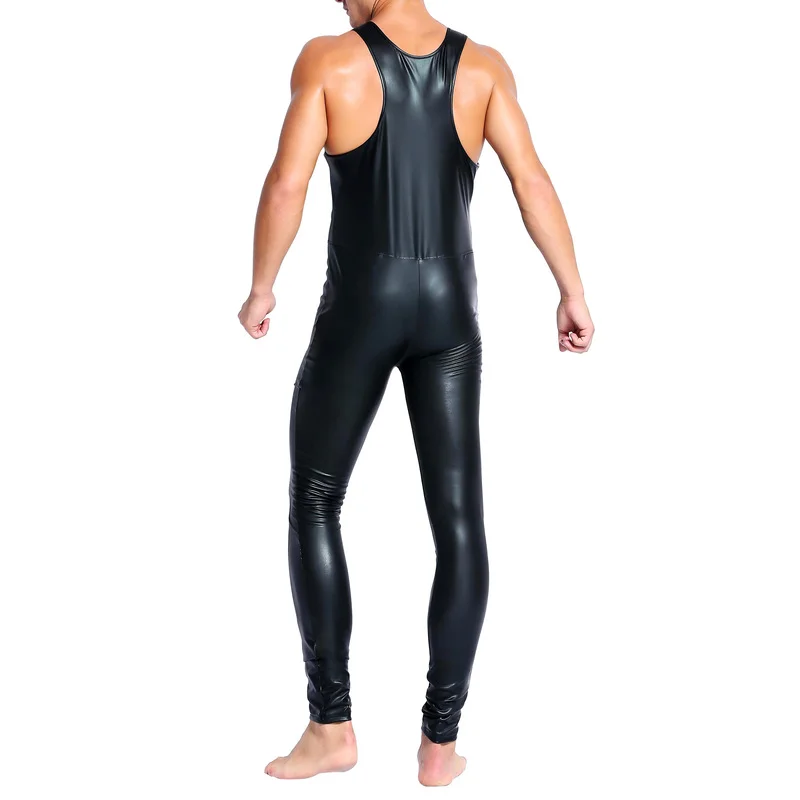 Нижнее белье мужские боди из искусственной кожи комбинезоны эротические на